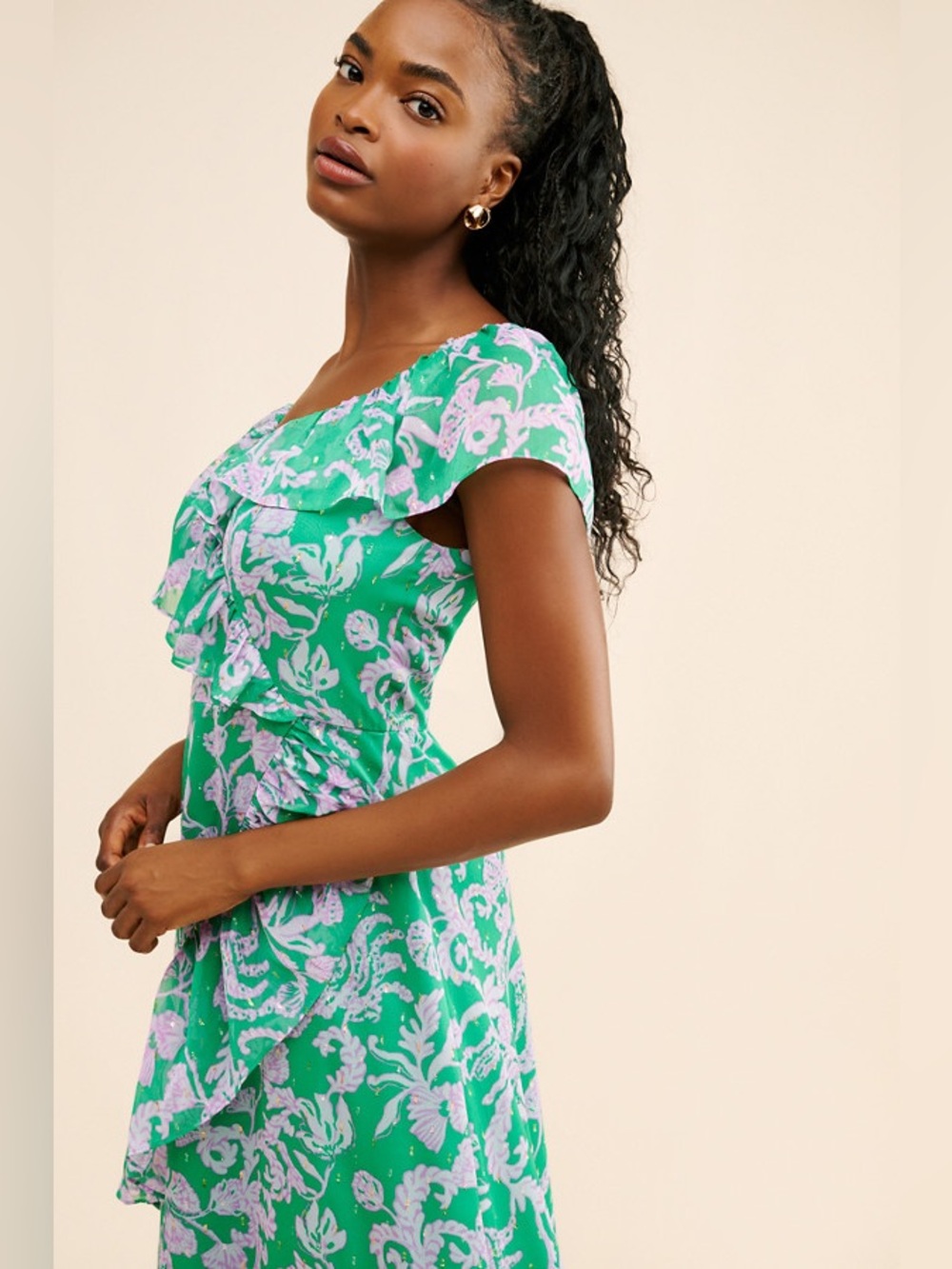 Lilly Pulitzer x Anthropologie Rosalynn Ruffle Maxi Dress Gown sz 8 - Picture 3 of 9